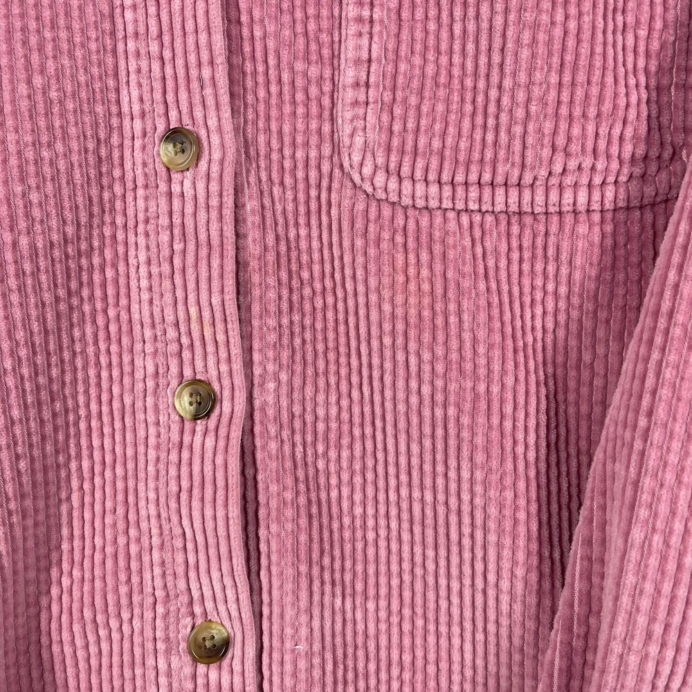 L.L. Bean Corduroy Shirt Women Large Pink Long Sleeve Cotton Button Down - Picture 5 of 10